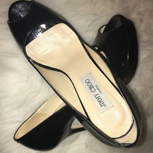 Authentic Jimmy Choo Patent Leather Peep Toe Pumps